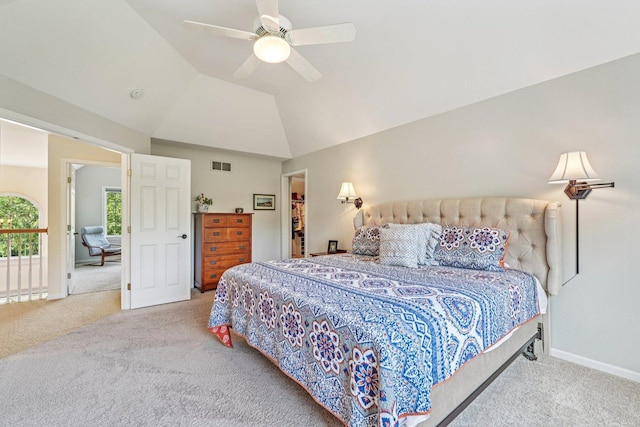 2524 Wild Timothy Rd, Naperville, IL 60564 - bedroom featuring carpet flooring, vaulted ceiling, and a ceiling fan