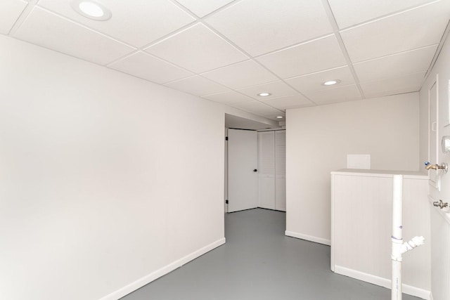 1121 S 13th St, Saint Charles, IL 60174 - unfurnished room with finished concrete flooring, a paneled ceiling, and recessed lighting