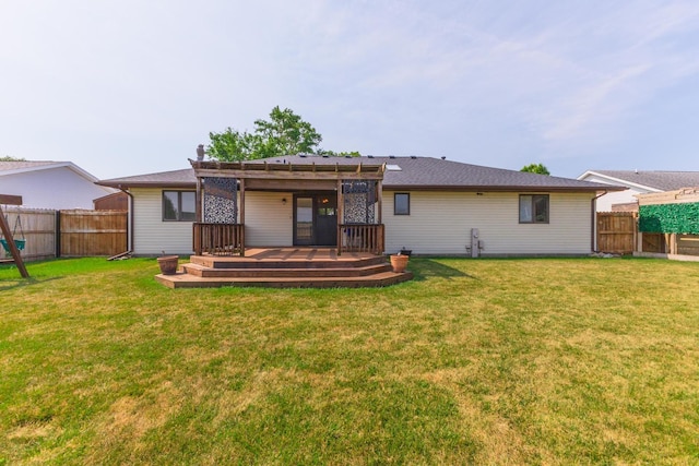 1413 Bethany Ln, Pontiac, IL 61764 - back of house with a fenced backyard and a deck