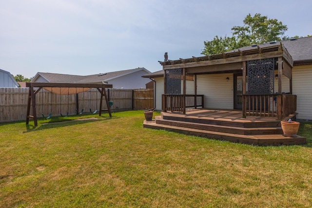 1413 Bethany Ln, Pontiac, IL 61764 - back of house featuring a fenced backyard and a deck