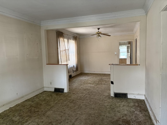 5535 S Fairfield Ave, Chicago, IL 60629 - carpeted spare room with ornamental molding and a ceiling fan