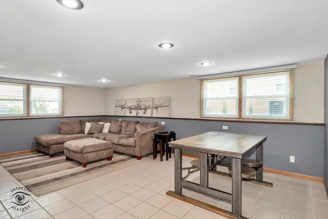 17436 71st Ave, Tinley Park, IL 60477 - living area with light tile patterned floors and recessed lighting