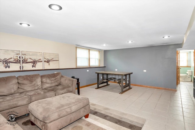 17436 71st Ave, Tinley Park, IL 60477 - living area featuring light tile patterned flooring and recessed lighting