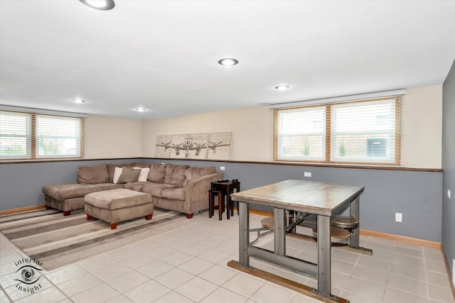17436 71st Ave, Tinley Park, IL 60477 - living area featuring light tile patterned floors and recessed lighting