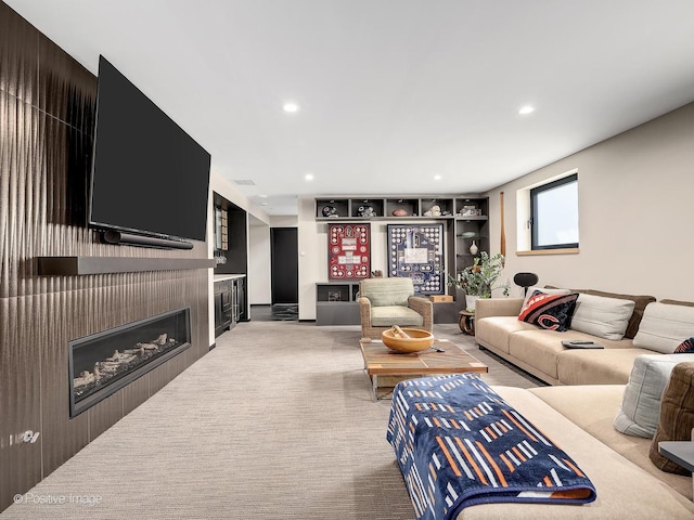 849 Cramer Ct, Willowbrook, IL 60527 - living area with a glass covered fireplace and recessed lighting