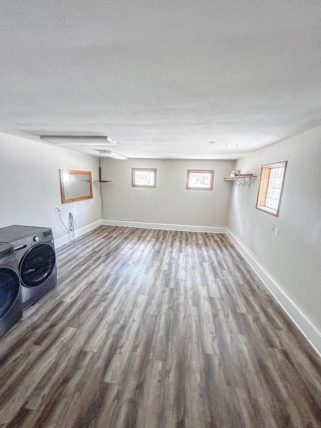 425 W Donald St, Kankakee, IL 60901 - below grade area featuring independent washer and dryer, a textured ceiling, and wood finished floors