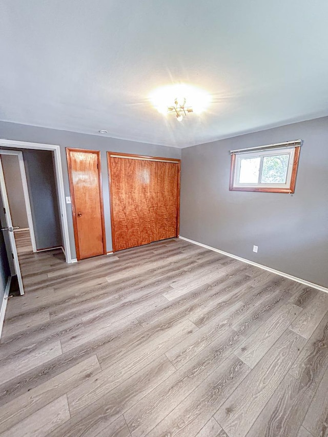 425 W Donald St, Kankakee, IL 60901 - unfurnished bedroom with light wood-style floors and two closets