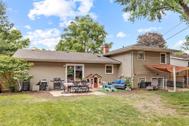 3S221 Sequoia Dr, Glen Ellyn, IL 60137 - back of house featuring an outdoor hangout area, a chimney, and a patio area