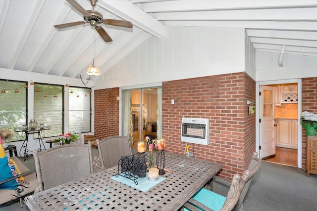 19126 Pierce Ave, Homewood, IL 60430 - sunroom featuring outdoor dining space, heating unit, and a ceiling fan