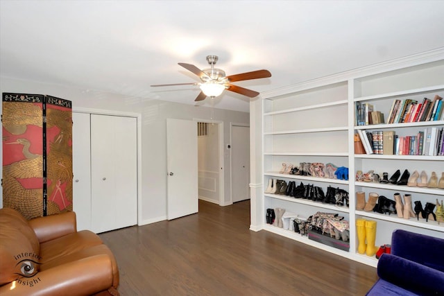 19126 Pierce Ave, Homewood, IL 60430 - living area with ceiling fan and wood finished floors