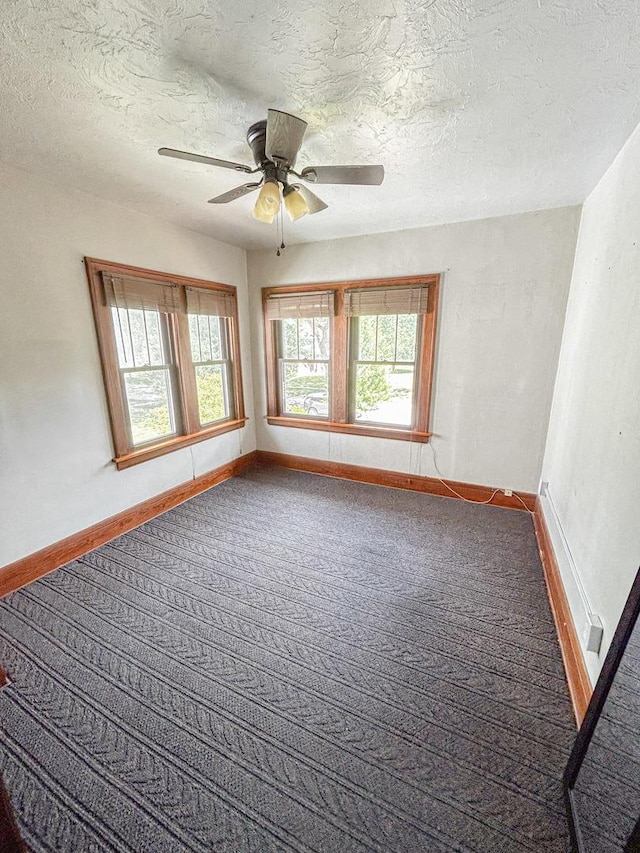 997 S Evergreen Ave, Kankakee, IL 60901 - carpeted spare room with plenty of natural light, a textured ceiling, and a ceiling fan