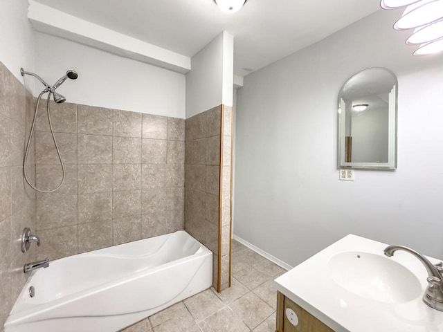 2458 N Clybourn Ave, Chicago, IL 60614 - bathroom with shower / bathtub combination, vanity, and tile patterned floors