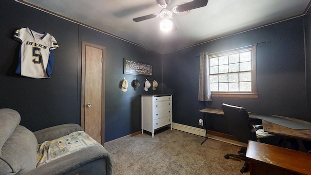 17 Park Dr, Villa Grove, IL 61956 - office area featuring ceiling fan and carpet floors