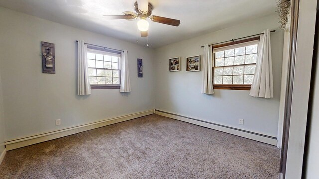 17 Park Dr, Villa Grove, IL 61956 - unfurnished room with a ceiling fan, baseboard heating, and carpet floors