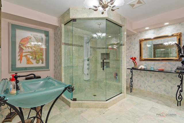 1130 Gavin Ct, Lake Forest, IL 60045 - full bath featuring a chandelier and a shower stall
