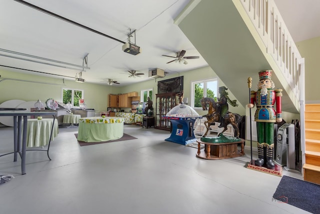 1130 Gavin Ct, Lake Forest, IL 60045 - garage featuring a garage door opener and a ceiling fan