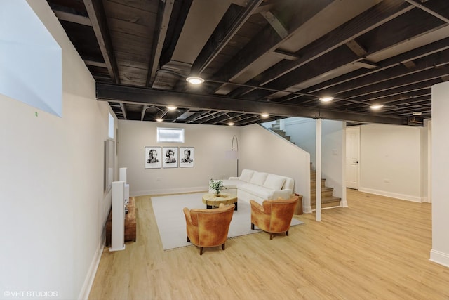 7915 S Justine St, Chicago, IL 60620 - below grade area with wood finished floors and stairway