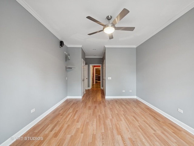 4553 N Magnolia Ave Unit 205, Chicago, IL 60640 - empty room featuring ceiling fan, light wood finished floors, and ornamental molding