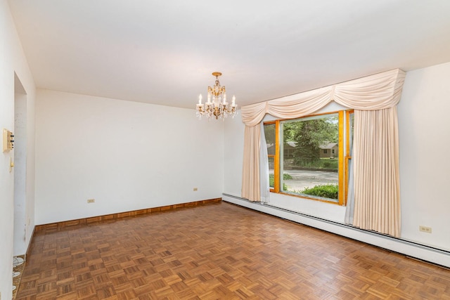 9225 S 84th Ave, Hickory Hills, IL 60457 - empty room with a baseboard heating unit and a chandelier