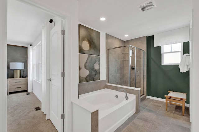1063 Houston St Unit 89005, Batavia, IL 60510 - bathroom with a bath, a shower stall, and recessed lighting