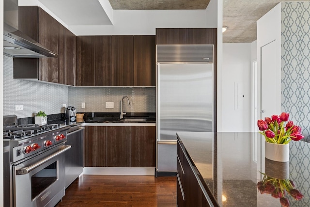 600 N Fairbanks Ct Unit 3304, Chicago, IL 60611 - kitchen featuring premium appliances, wall chimney range hood, and modern cabinets