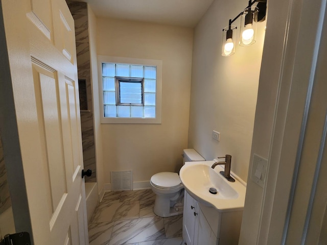 12416 S Carpenter St, Calumet Park, IL 60827 - bathroom featuring vanity, marble finish flooring, and bathing tub / shower combination