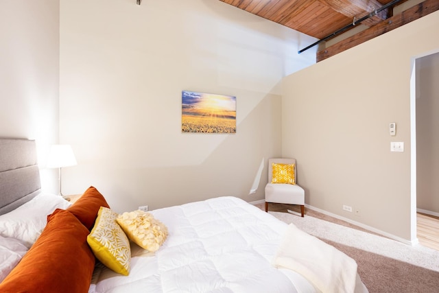625 W Jackson Blvd Unit 406, Chicago, IL 60661 - bedroom with a wooden ceiling with exposed beams and carpet flooring