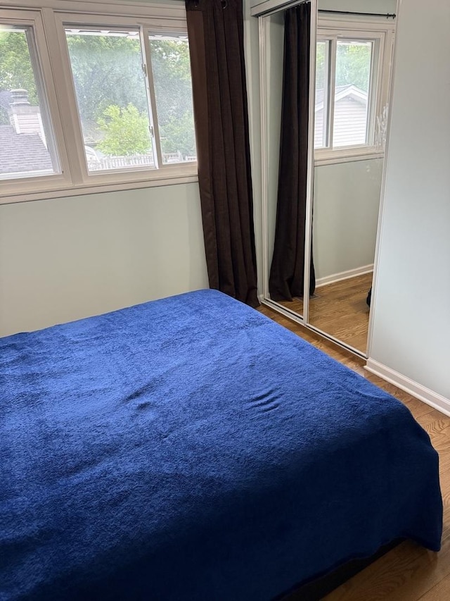 835 Williams Ct, Schaumburg, IL 60193 - bedroom featuring multiple windows, wood finished floors, and a closet