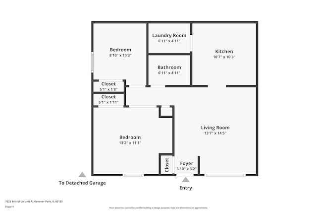 7523 Bristol Ln Unit A, Hanover Park, IL 60133 - view of floor plan / room layout