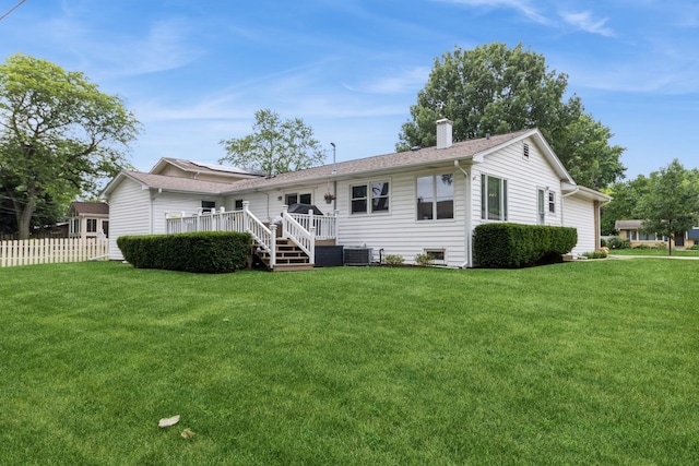 639 N Stephen Dr, Palatine, IL 60067 - view of front of property featuring a wooden deck and a chimney