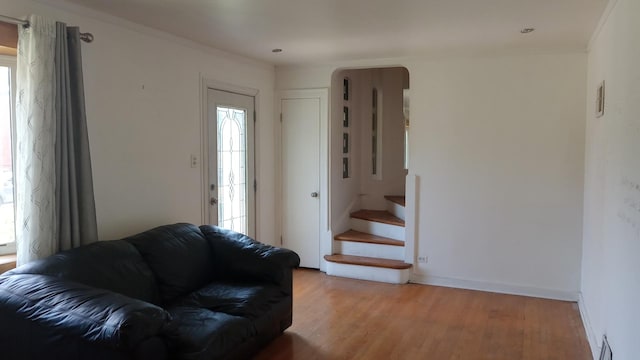 3512 W 84th St, Chicago, IL 60652 - living area with light wood-style flooring, plenty of natural light, and stairway