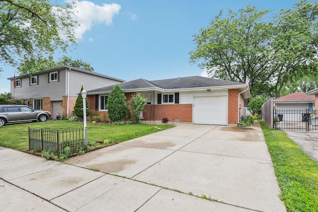 404 Virginia Pl, Wheeling, IL 60090 - view of front facade with brick siding, a garage, driveway, and a shingled roof