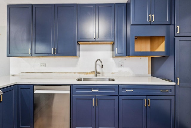 404 Virginia Pl, Wheeling, IL 60090 - kitchen with dishwasher and blue cabinetry