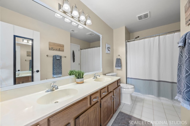 1675 Grosvenor Cir Unit D, Wheaton, IL 60189 - bathroom with tile patterned flooring, double vanity, and curtained shower