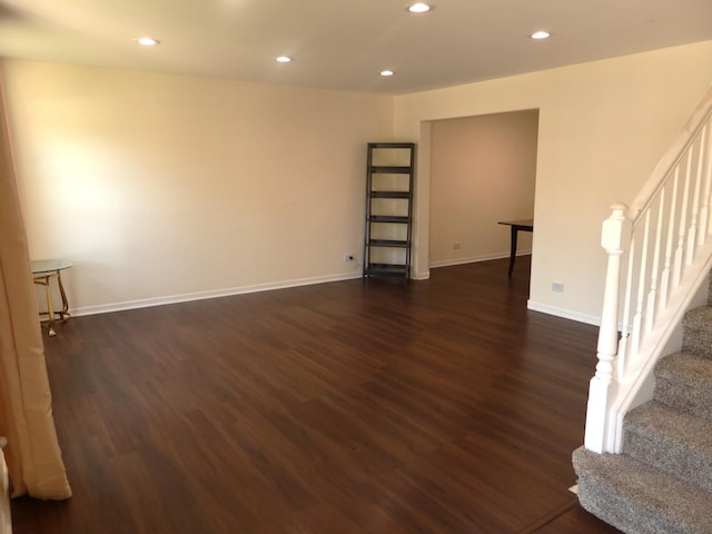 1010 Trillium Ln, Bartlett, IL 60103 - unfurnished room featuring dark wood finished floors, recessed lighting, and stairway