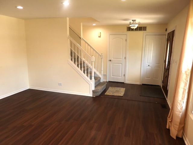 1010 Trillium Ln, Bartlett, IL 60103 - foyer with dark wood-style flooring, stairs, and recessed lighting