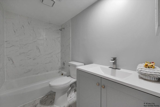 1718 Ardwick Dr, Hoffman Estates, IL 60169 - full bath featuring marble look tiles, shower / washtub combination, and vanity
