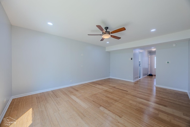2123 Mallard Ln, Hanover Park, IL 60133 - unfurnished room featuring a ceiling fan, recessed lighting, and light wood-style flooring