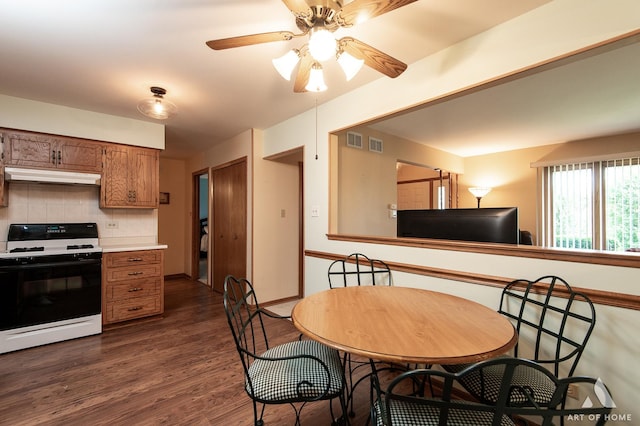 11015 New Mexico Ct, Orland Park, IL 60467 - dining area with dark wood finished floors and ceiling fan