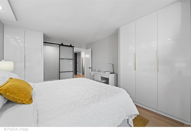 1030 N State St Unit 21K, Chicago, IL 60610 - bedroom with light wood finished floors and a barn door