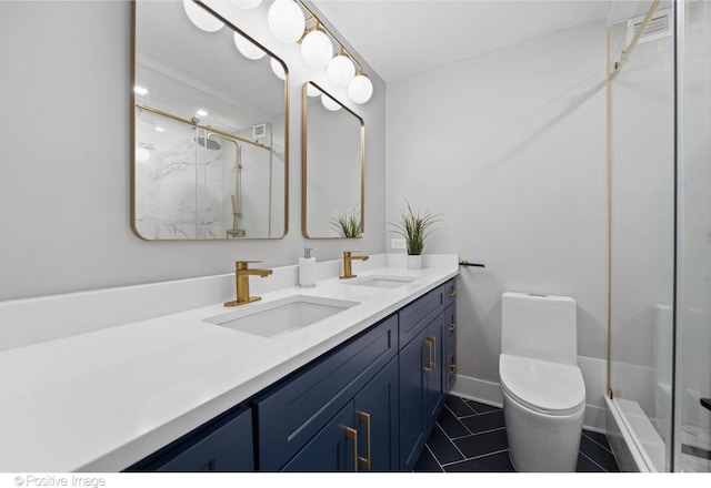 1030 N State St Unit 21K, Chicago, IL 60610 - full bathroom with double vanity, a shower with door, and tile patterned floors
