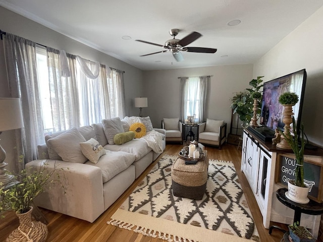 1110 Pike St, Peru, IL 61354 - living area featuring a ceiling fan and wood finished floors