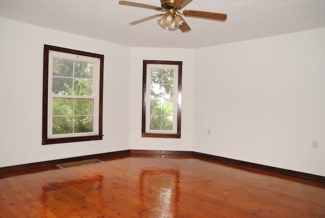 2840 W Ziebarth Rd, Normal, IL 61761 - spare room featuring plenty of natural light, wood-type flooring, and a ceiling fan