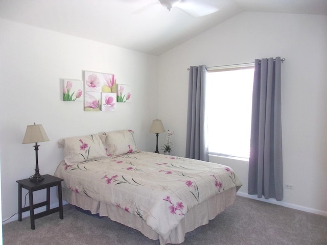 570 Windsor Dr Unit 570, Fox Lake, IL 60020 - carpeted bedroom featuring vaulted ceiling and ceiling fan