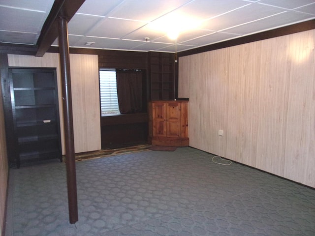 570 Windsor Dr Unit 570, Fox Lake, IL 60020 - basement featuring wood walls and carpet floors