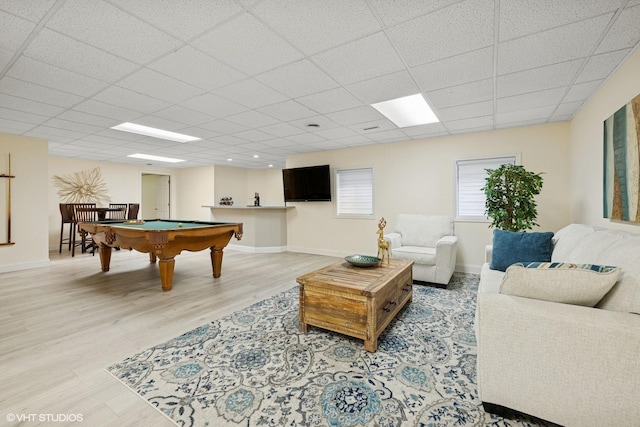 1600 Elderberry Dr, Libertyville, IL 60048 - living room with billiards, light wood finished floors, and a drop ceiling