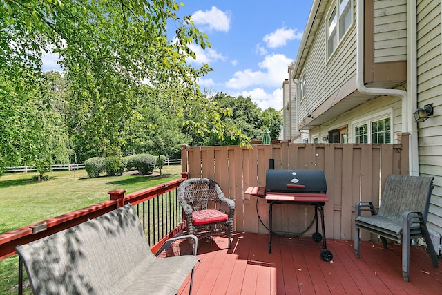 229 Ascot Ln, Streamwood, IL 60107 - wooden terrace featuring a grill and a fenced backyard