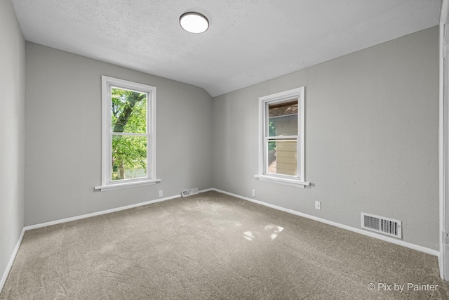 2213 Elm St, Rockford, IL 61102 - carpeted empty room featuring a textured ceiling and lofted ceiling