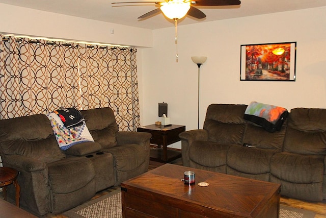 7926 S 83rd Ct, Justice, IL 60458 - living room with a ceiling fan and wood finished floors