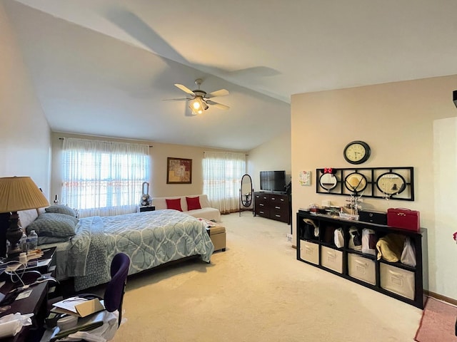 510 Orchards Pass, Bartlett, IL 60103 - bedroom featuring carpet, vaulted ceiling, and ceiling fan